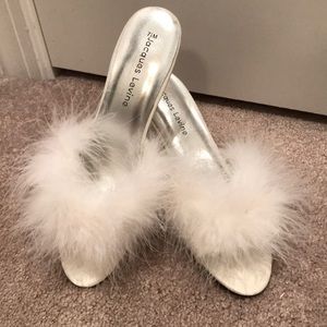 White feathery heels